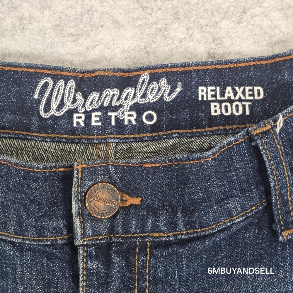 Wrangler Retro Relaxed Bootcut Jeans Mens 38x32 Fits 38x29.5 Dark Wash 10WRTJHJH - Picture 3 of 14